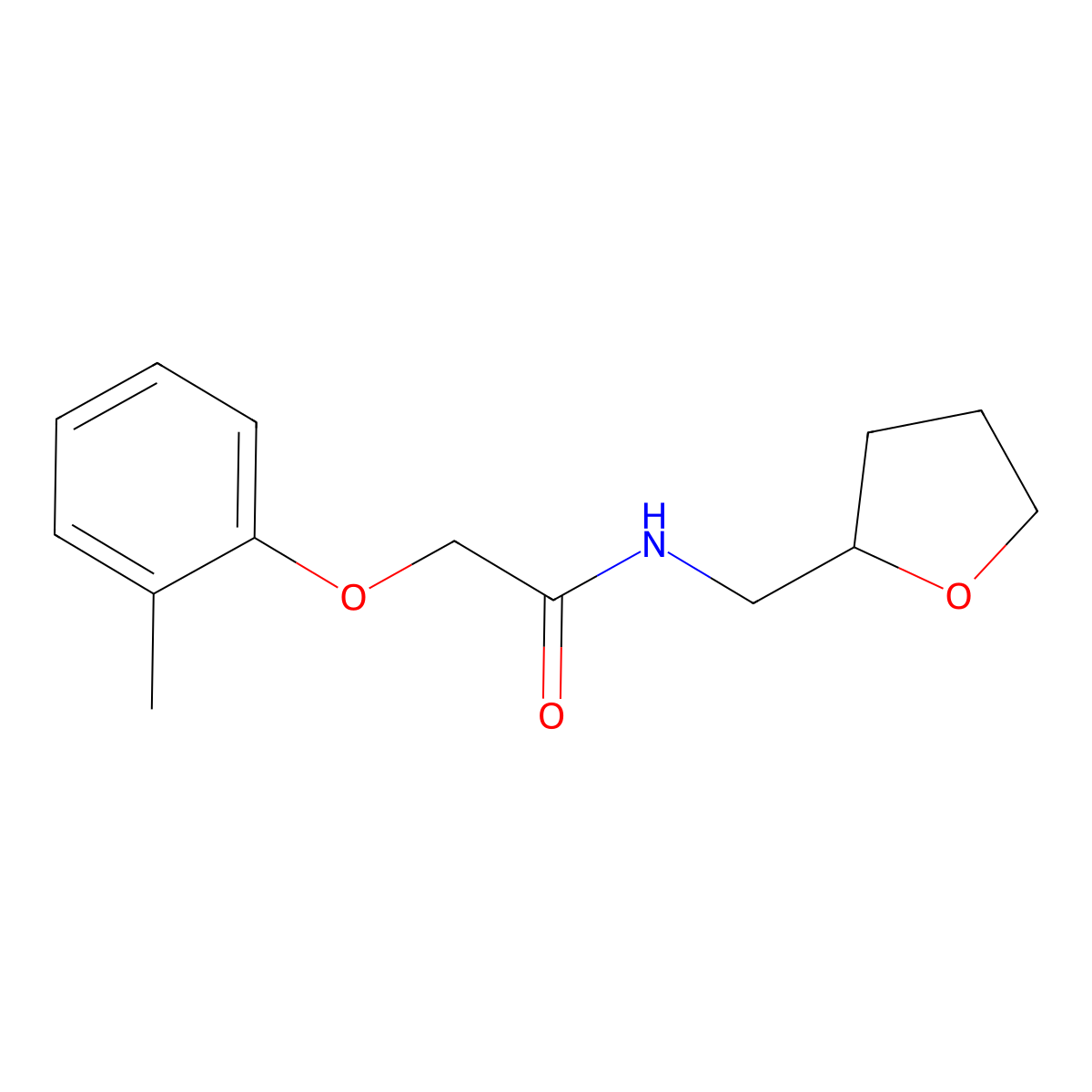 2-(2-methylphenoxy)-N-(oxolan-2-ylmethyl)acetamide molecular structure, CAS 349474-57-3