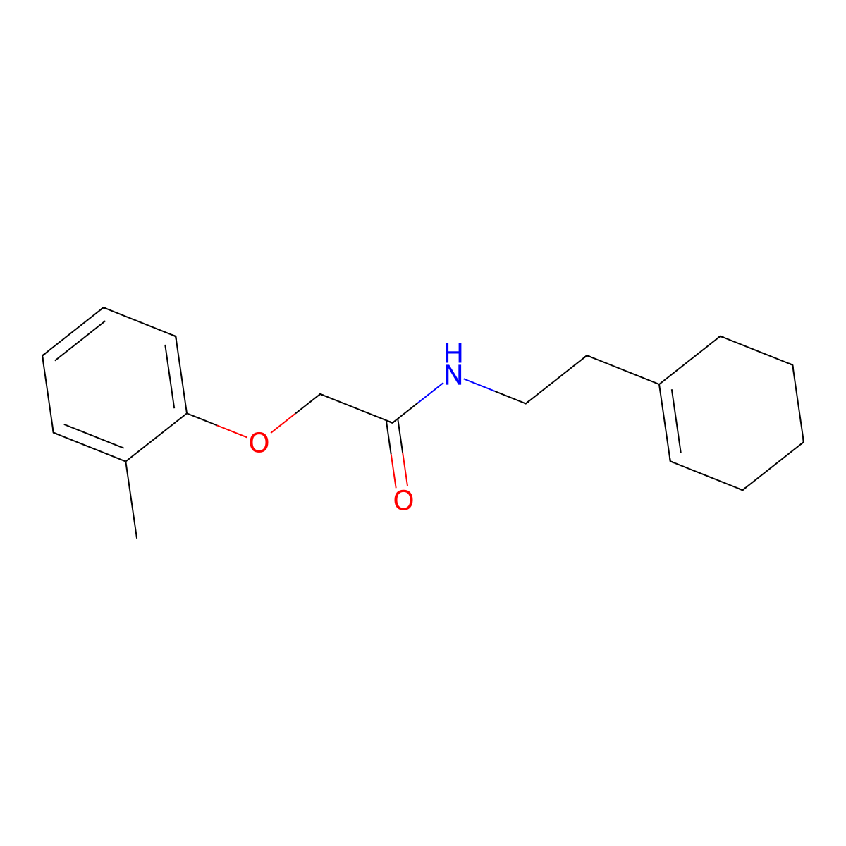 N-[2-(1-cyclohexen-1-yl)ethyl]-2-(2-methylphenoxy)acetamide molecular structure, CAS 349474-58-4