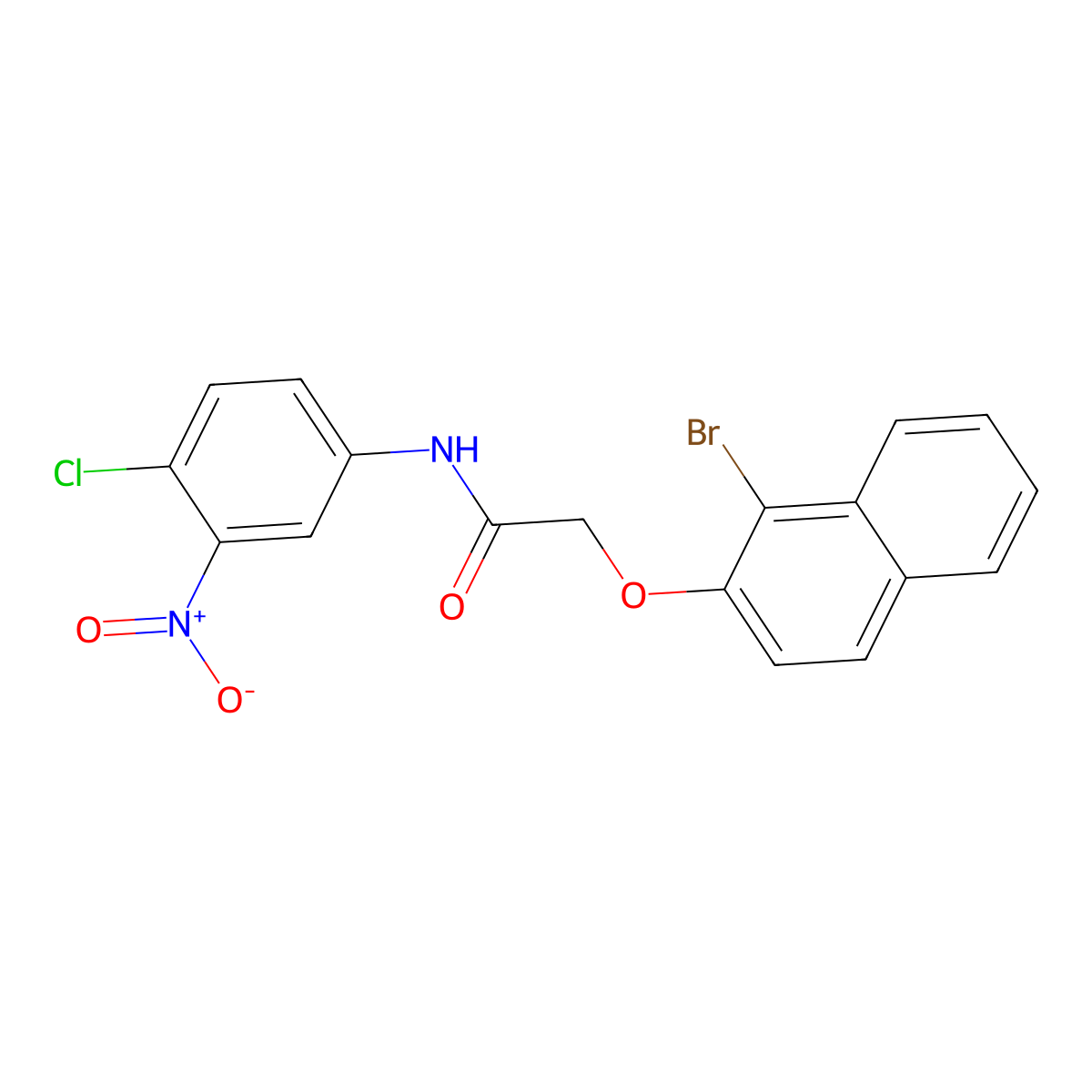 2-(1-bromonaphthalen-2-yl)oxy-N-(4-chloro-3-nitrophenyl)acetamide molecular structure, CAS 349475-06-5