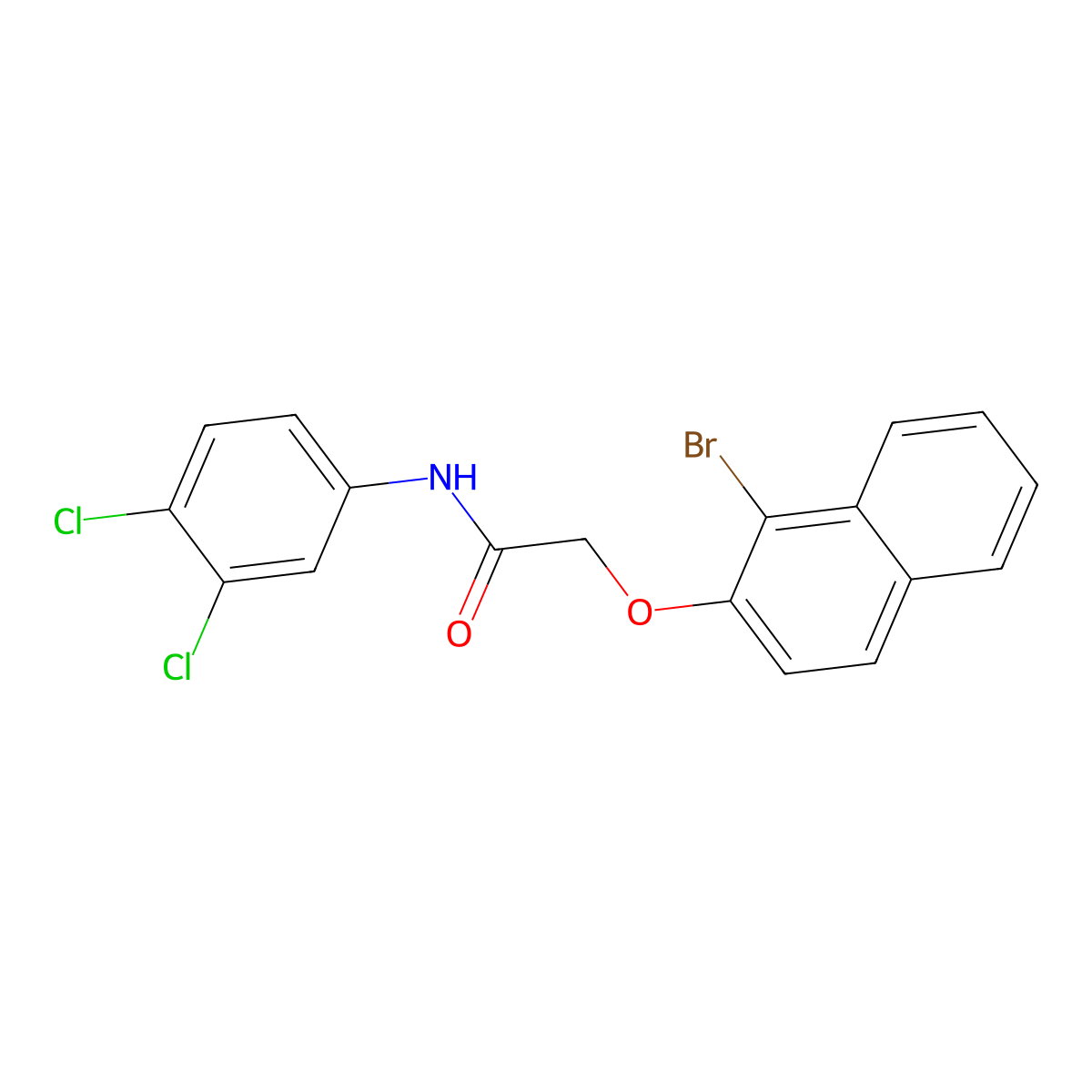 2-[(1-bromo-2-naphthyl)oxy]-N-(3,4-dichlorophenyl)acetamide molecular structure, CAS 349475-10-1