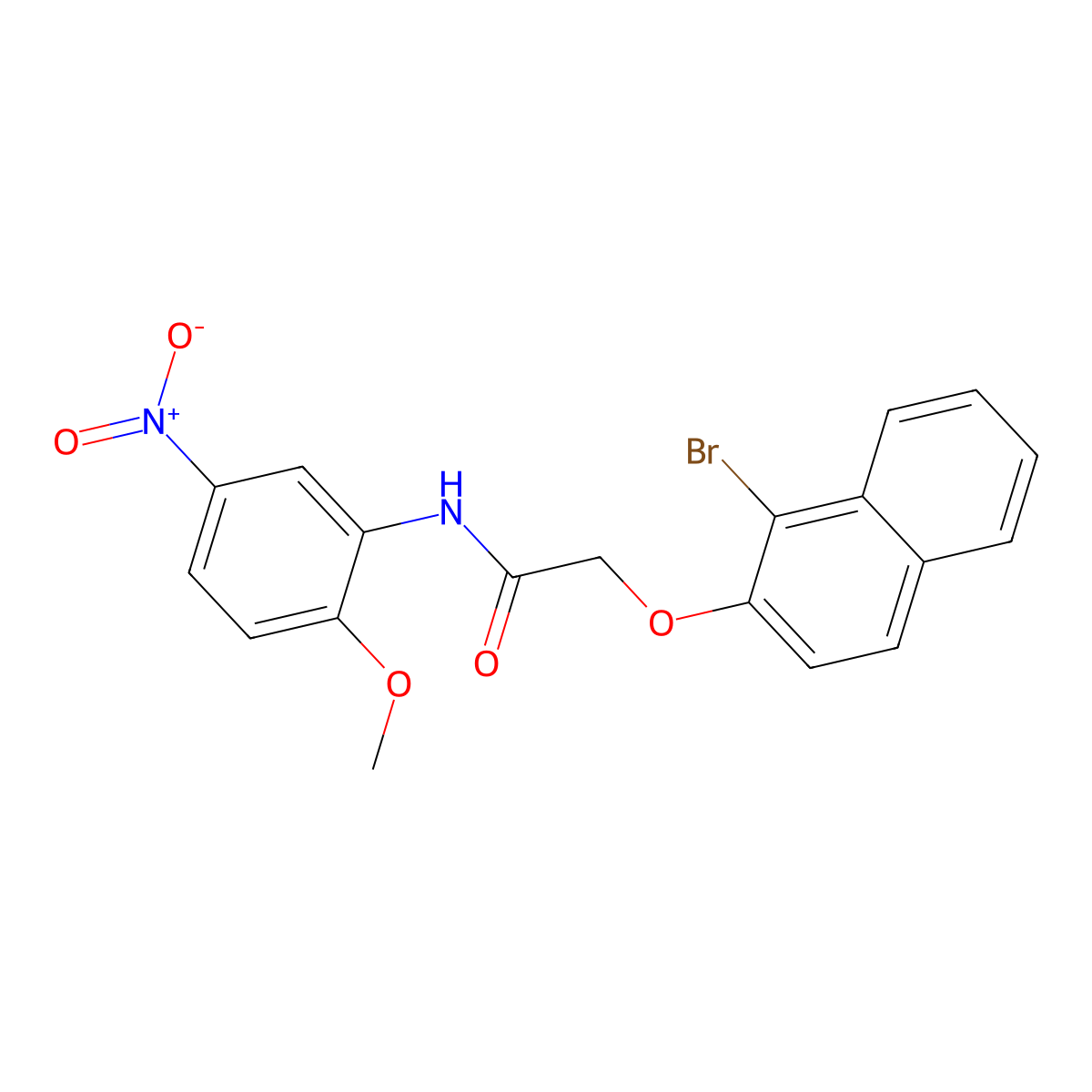 2-(1-bromonaphthalen-2-yl)oxy-N-(2-methoxy-5-nitrophenyl)acetamide molecular structure, CAS 349475-15-6