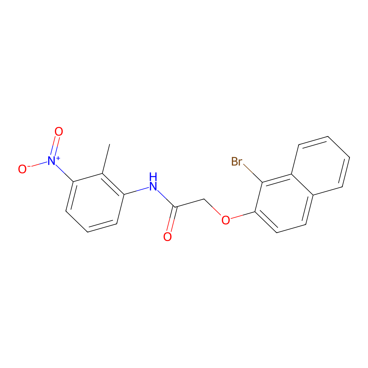 2-(1-bromonaphthalen-2-yl)oxy-N-(2-methyl-3-nitrophenyl)acetamide molecular structure, CAS 349475-16-7