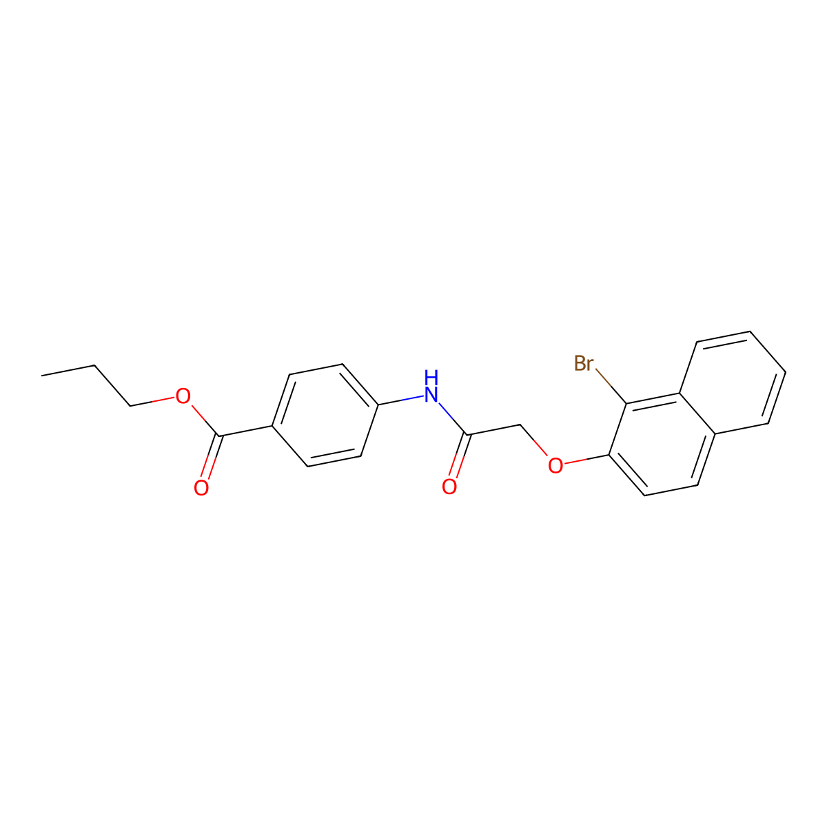 Propyl 4-({[(1-bromo-2-naphthyl)oxy]acetyl}amino)benzoate molecular structure, CAS 349475-18-9