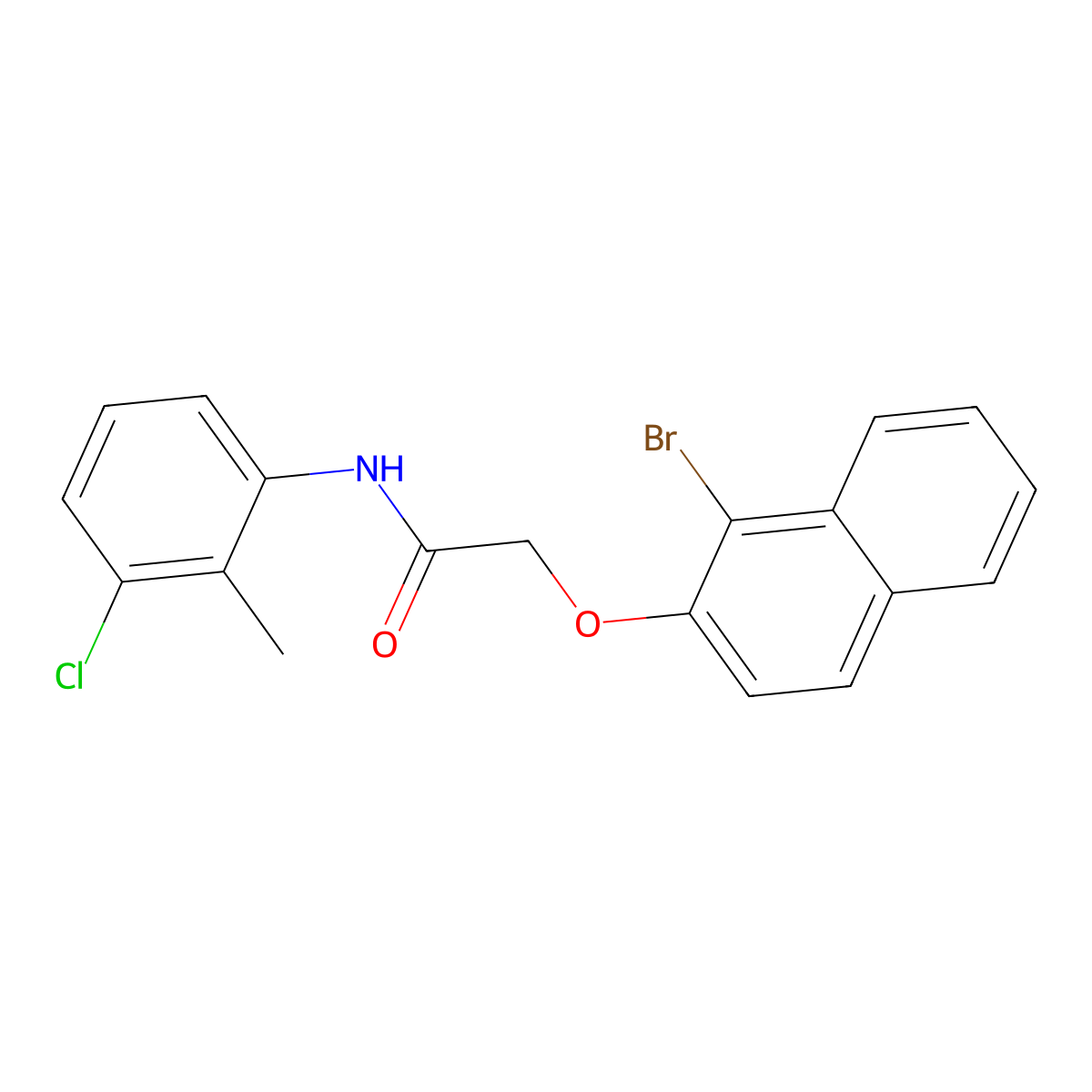 2-[(1-bromo-2-naphthyl)oxy]-N-(3-chloro-2-methylphenyl)acetamide molecular structure, CAS 349475-19-0