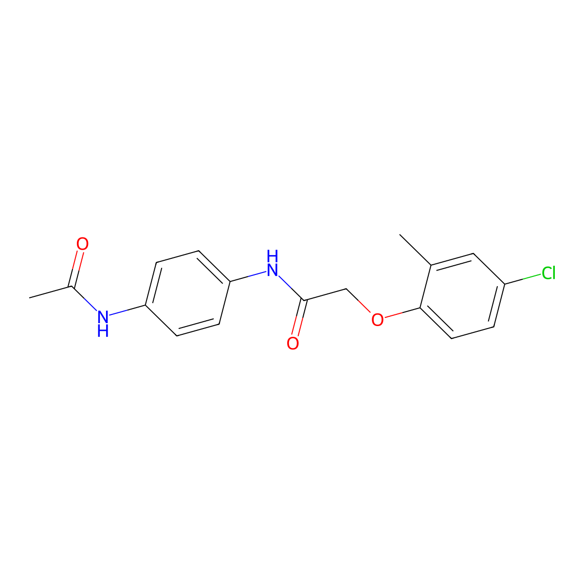N-(4-acetamidophenyl)-2-(4-chloro-2-methylphenoxy)acetamide molecular structure, CAS 349476-99-9