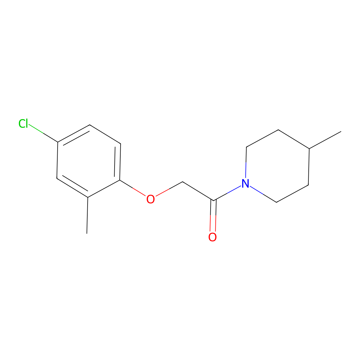 1-[(4-Chloro-2-methylphenoxy)acetyl]-4-methylpiperidine molecular structure, CAS 349477-22-1