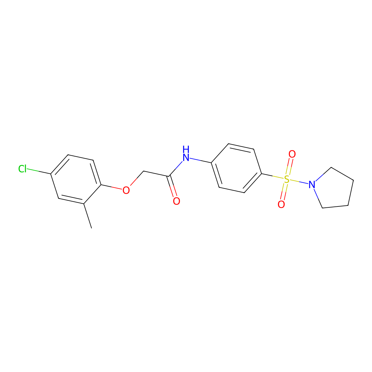 2-(4-chloro-2-methylphenoxy)-N-[4-(pyrrolidin-1-ylsulfonyl)phenyl]acetamide molecular structure, CAS 349477-25-4