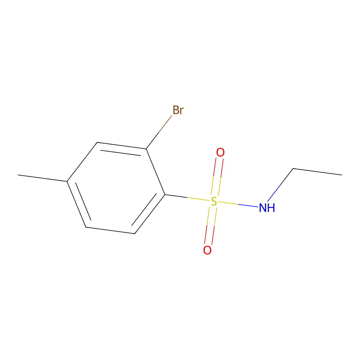 2-Bromo-N-ethyl-4-methylbenzene-1-sulfonamide molecular structure, CAS 349485-77-4