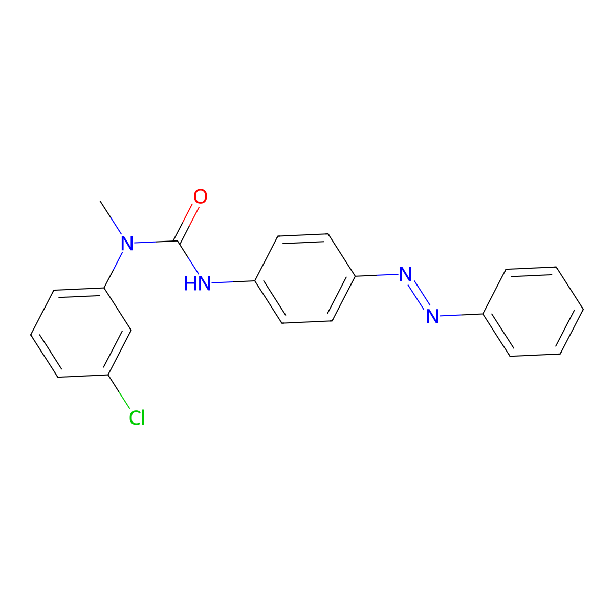 Urea, 1-(3-chlorophenyl)-1-methyl-3-(4-phenylazo)phenyl- molecular structure, CAS 349495-71-2