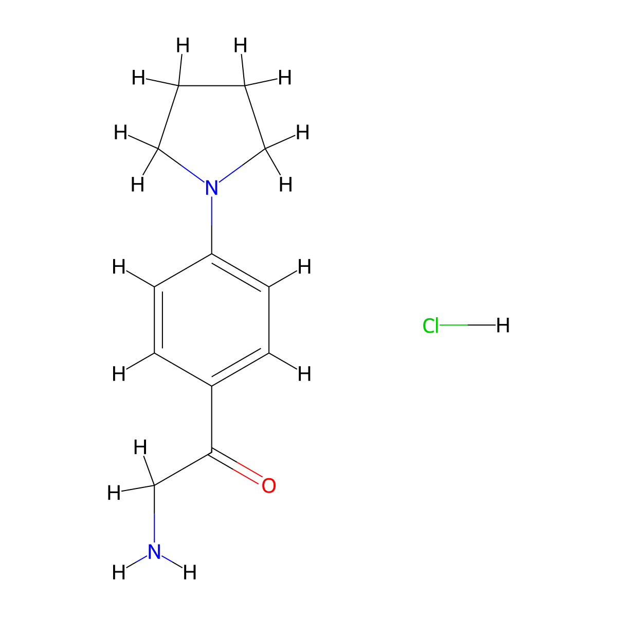 2-Amino-1-[4-(pyrrolidin-1-yl)phenyl]ethan-1-one hydrochloride molecular structure, CAS 349495-76-7