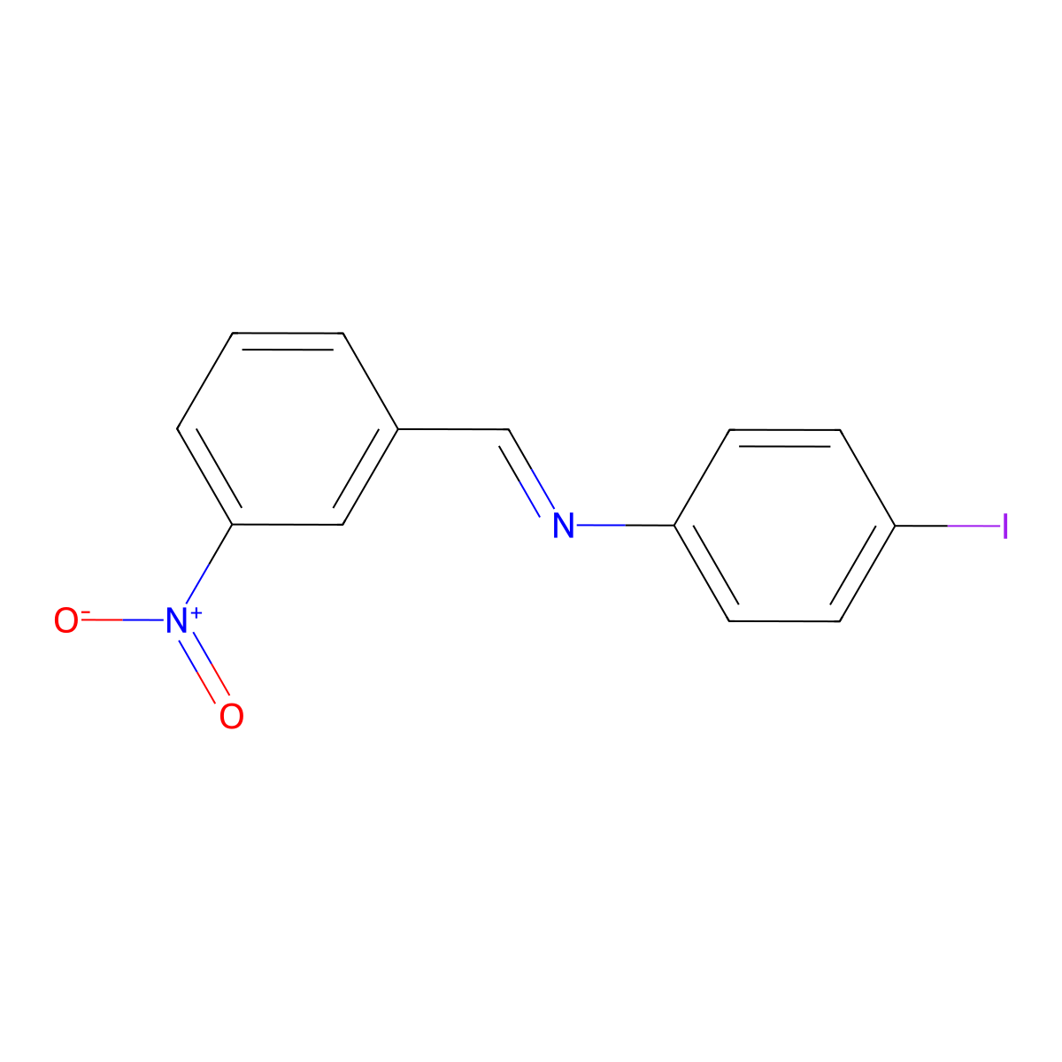 4-Iodo-N-(3-nitrobenzylidene)aniline molecular structure, CAS 3495-26-9