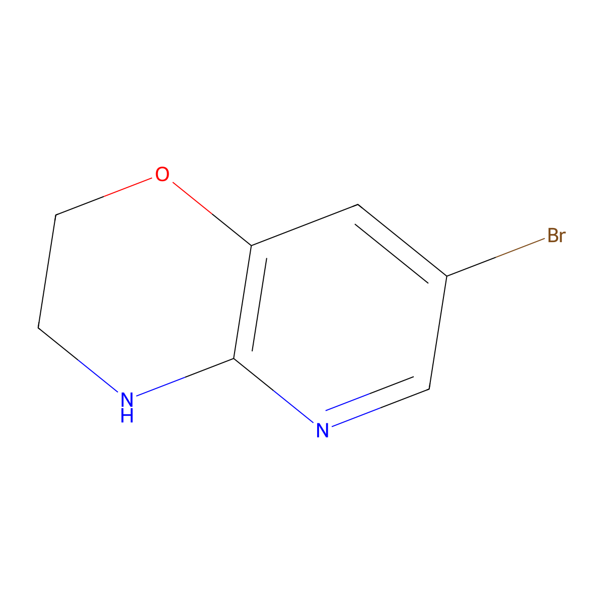 7-Bromo-3,4-dihydro-2H-pyrido[3,2-b][1,4]oxazine molecular structure, CAS 34950-82-8