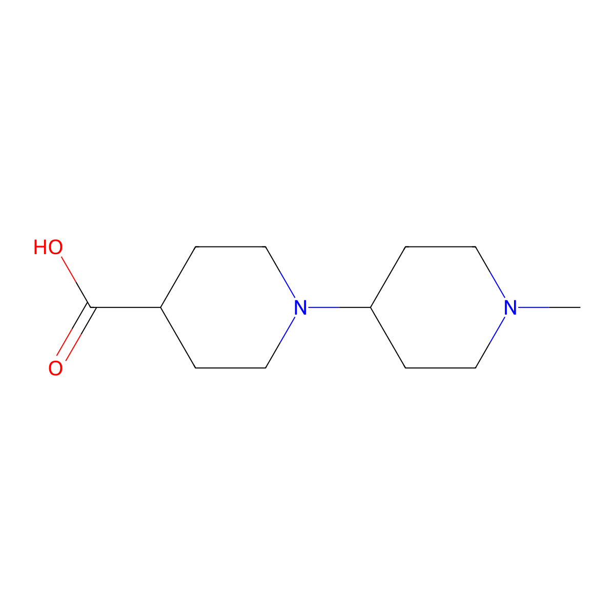 1'-Methyl(1,4'-bipiperidine)-4-carboxylic acid molecular structure, CAS 349534-98-1