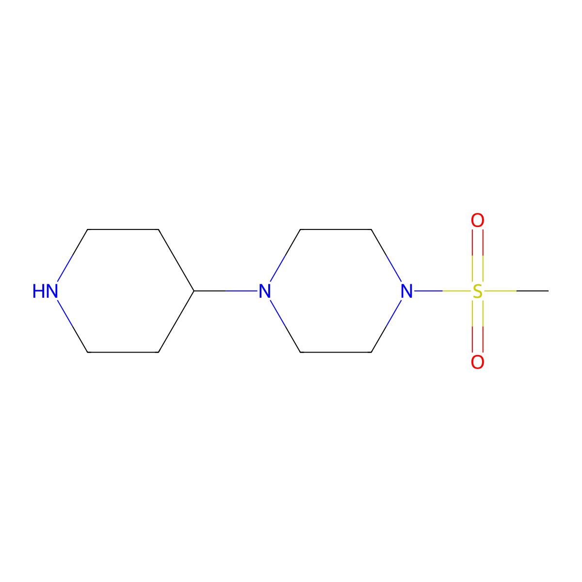 1-(Methylsulfonyl)-4-(4-piperidinyl)piperazine molecular structure, CAS 349535-17-7