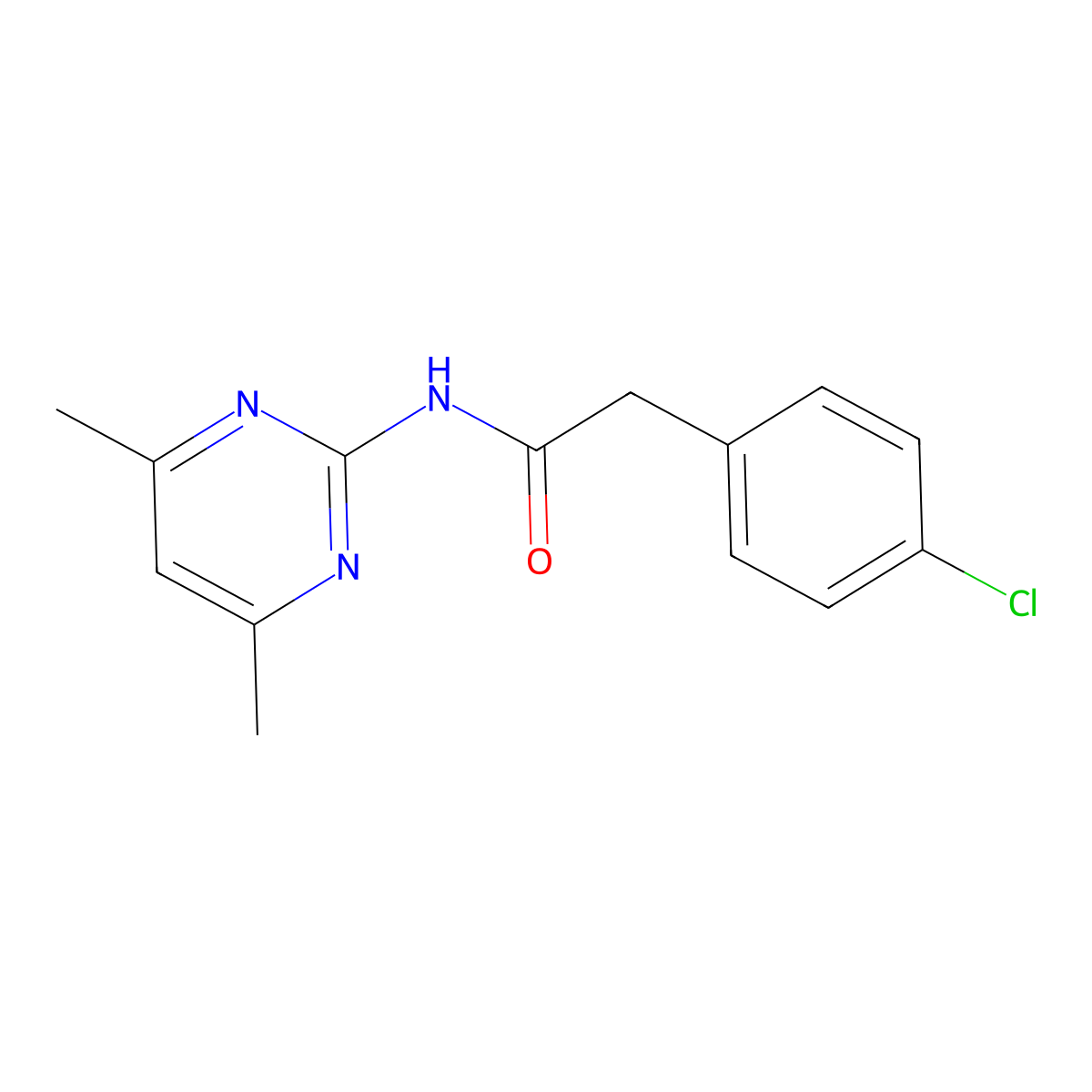 2-(4-chlorophenyl)-N-(4,6-dimethylpyrimidin-2-yl)acetamide molecular structure, CAS 349536-59-0