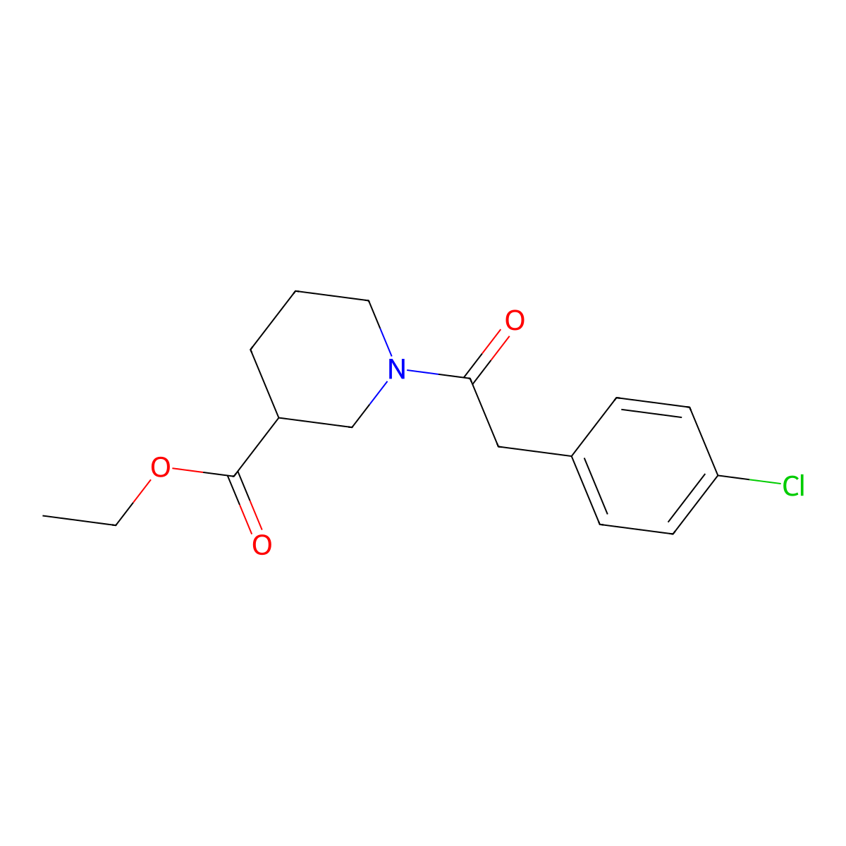 Ethyl 1-[2-(4-chlorophenyl)acetyl]piperidine-3-carboxylate molecular structure, CAS 349536-69-2
