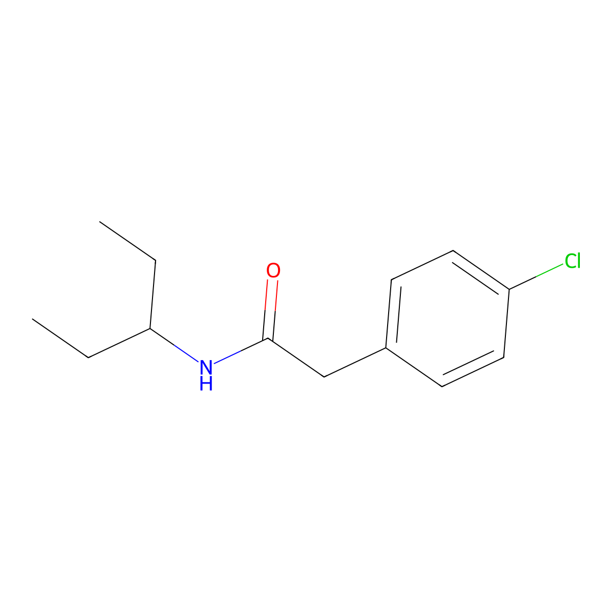 2-(4-chlorophenyl)-N-(pentan-3-yl)acetamide molecular structure, CAS 349536-70-5