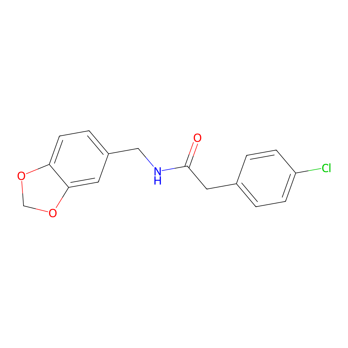 N-(1,3-benzodioxol-5-ylmethyl)-2-(4-chlorophenyl)acetamide molecular structure, CAS 349536-74-9
