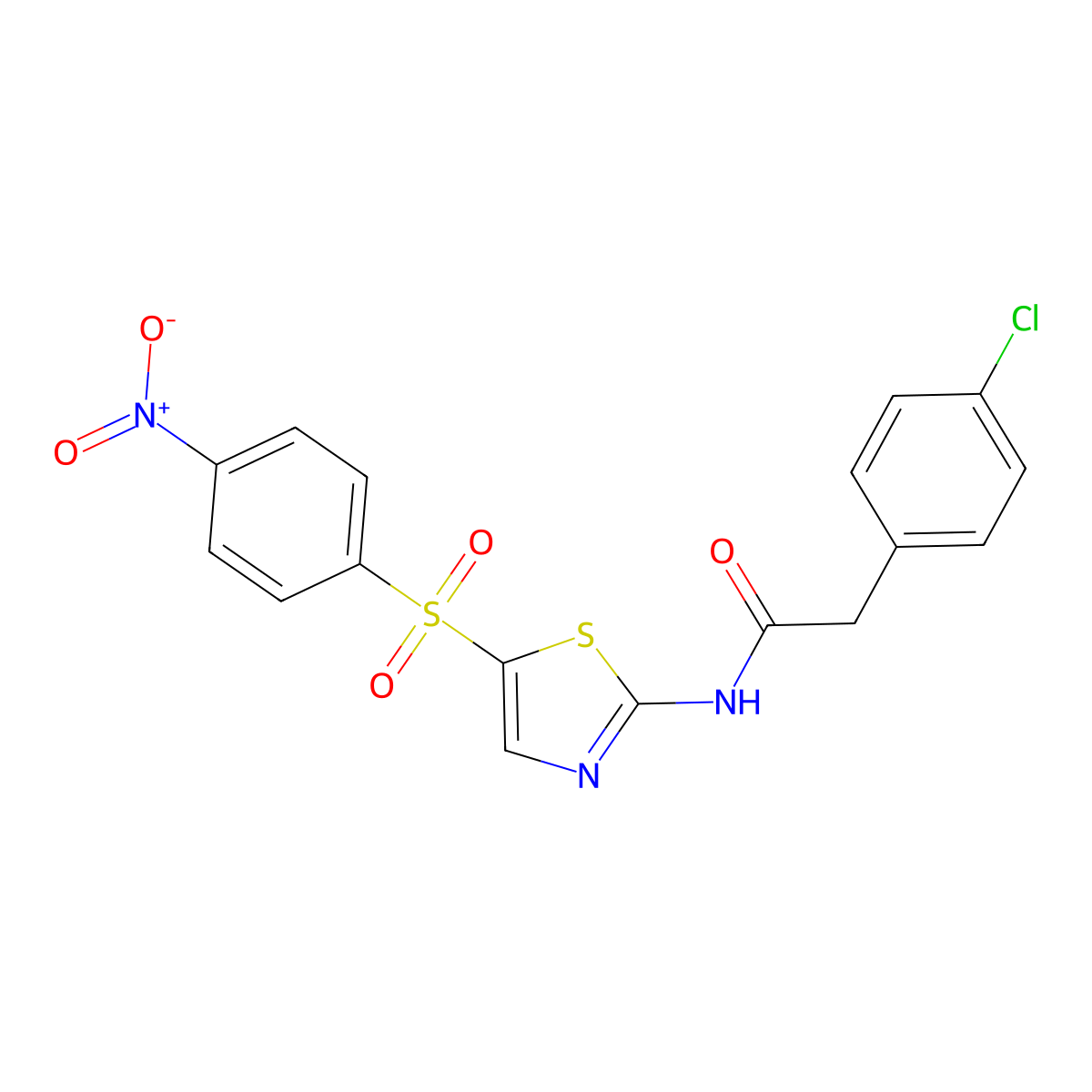 2-(4-chlorophenyl)-N-{5-[(4-nitrophenyl)sulfonyl]-1,3-thiazol-2-yl}acetamide molecular structure, CAS 349536-76-1