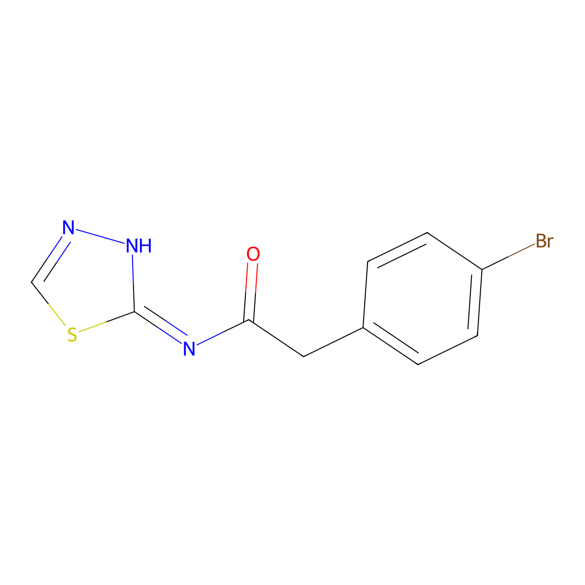 2-(4-bromophenyl)-N-(1,3,4-thiadiazol-2-yl)acetamide molecular structure, CAS 349536-90-9