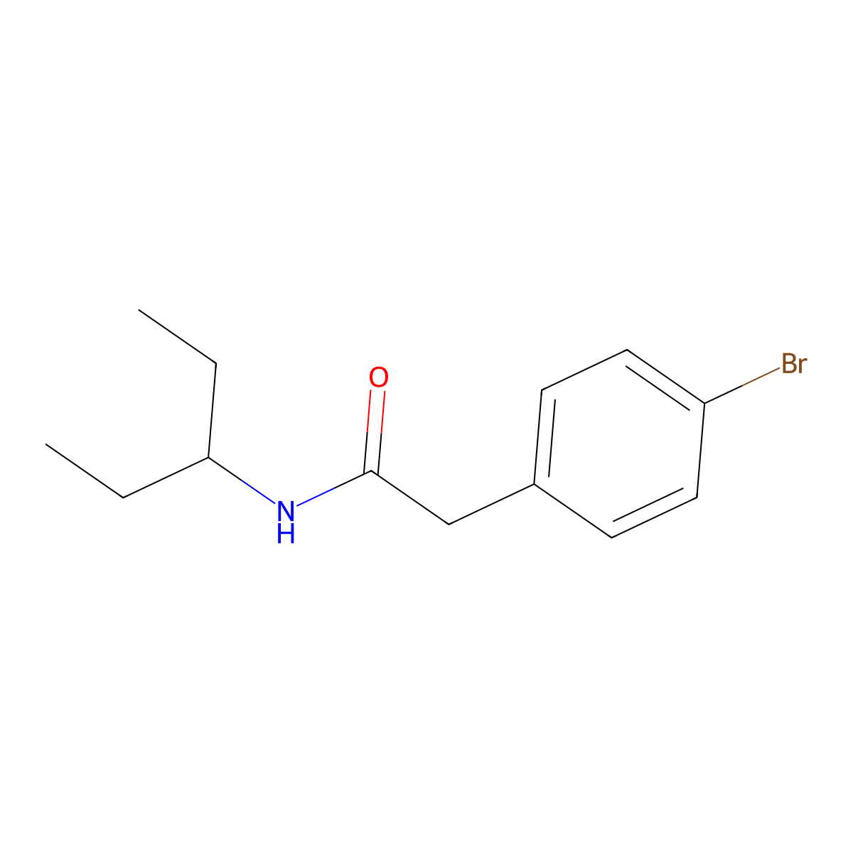 2-(4-bromophenyl)-N-pentan-3-ylacetamide molecular structure, CAS 349537-03-7