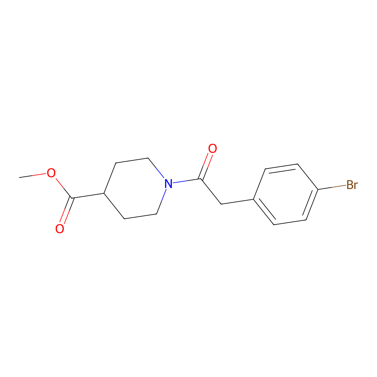 Methyl 1-[(4-bromophenyl)acetyl]piperidine-4-carboxylate molecular structure, CAS 349537-05-9