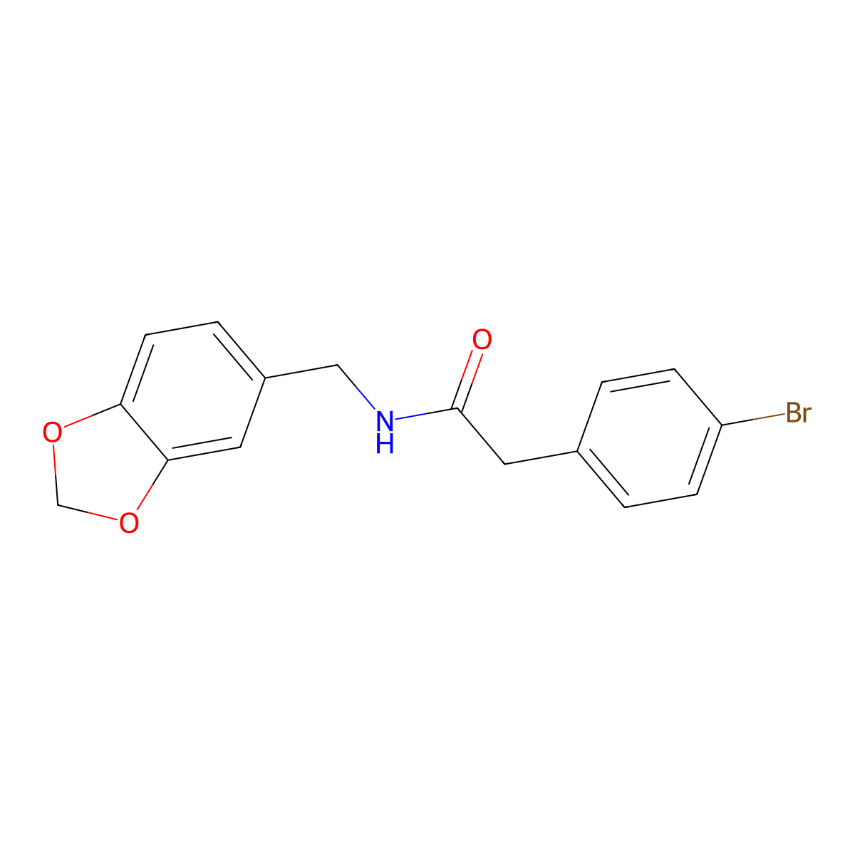 N-(1,3-benzodioxol-5-ylmethyl)-2-(4-bromophenyl)acetamide molecular structure, CAS 349537-06-0