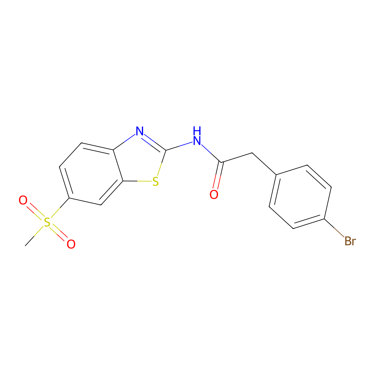 2-(4-bromophenyl)-N-(6-methylsulfonyl-1,3-benzothiazol-2-yl)acetamide molecular structure, CAS 349537-07-1