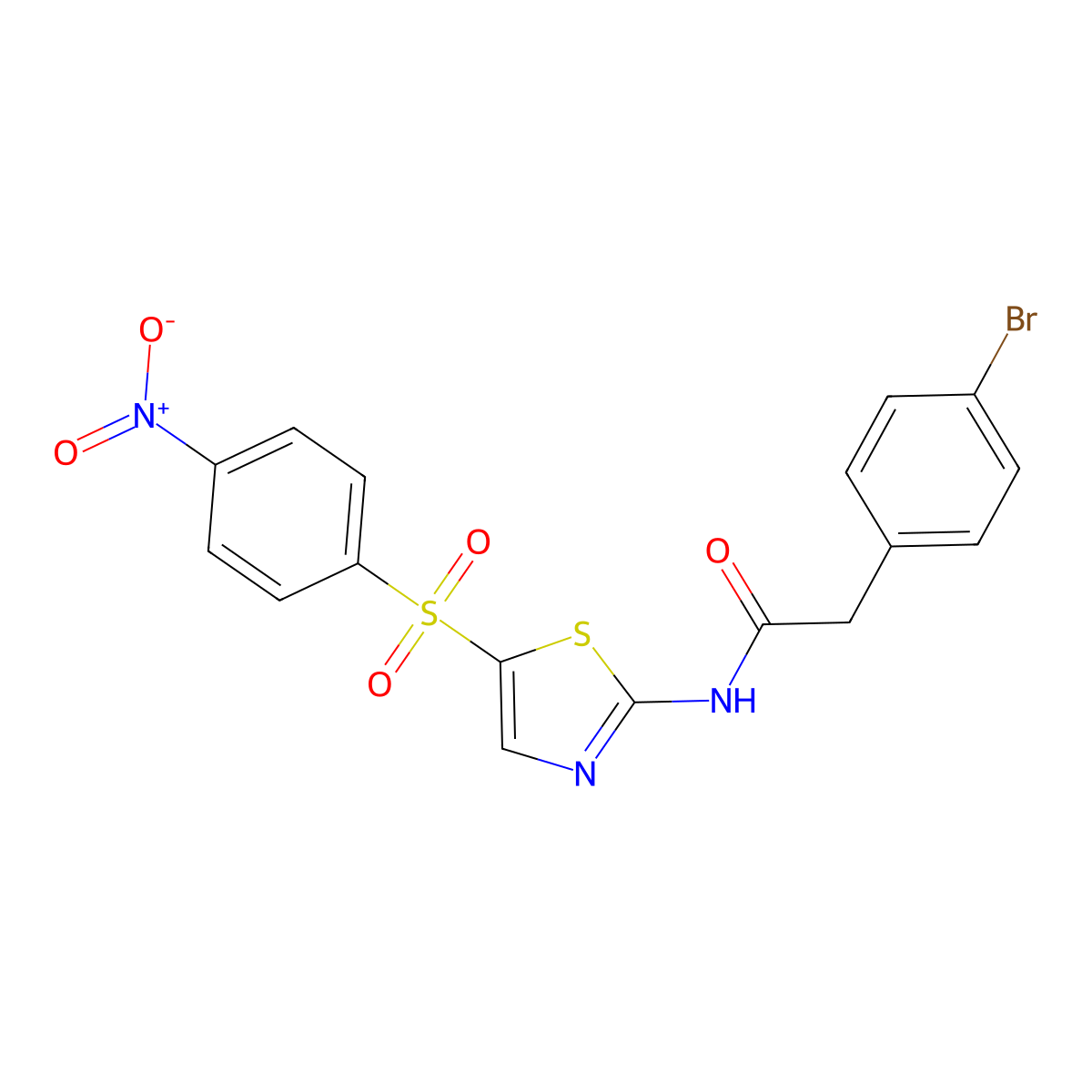 2-(4-bromophenyl)-N-{5-[(4-nitrophenyl)sulfonyl]-1,3-thiazol-2-yl}acetamide molecular structure, CAS 349537-08-2