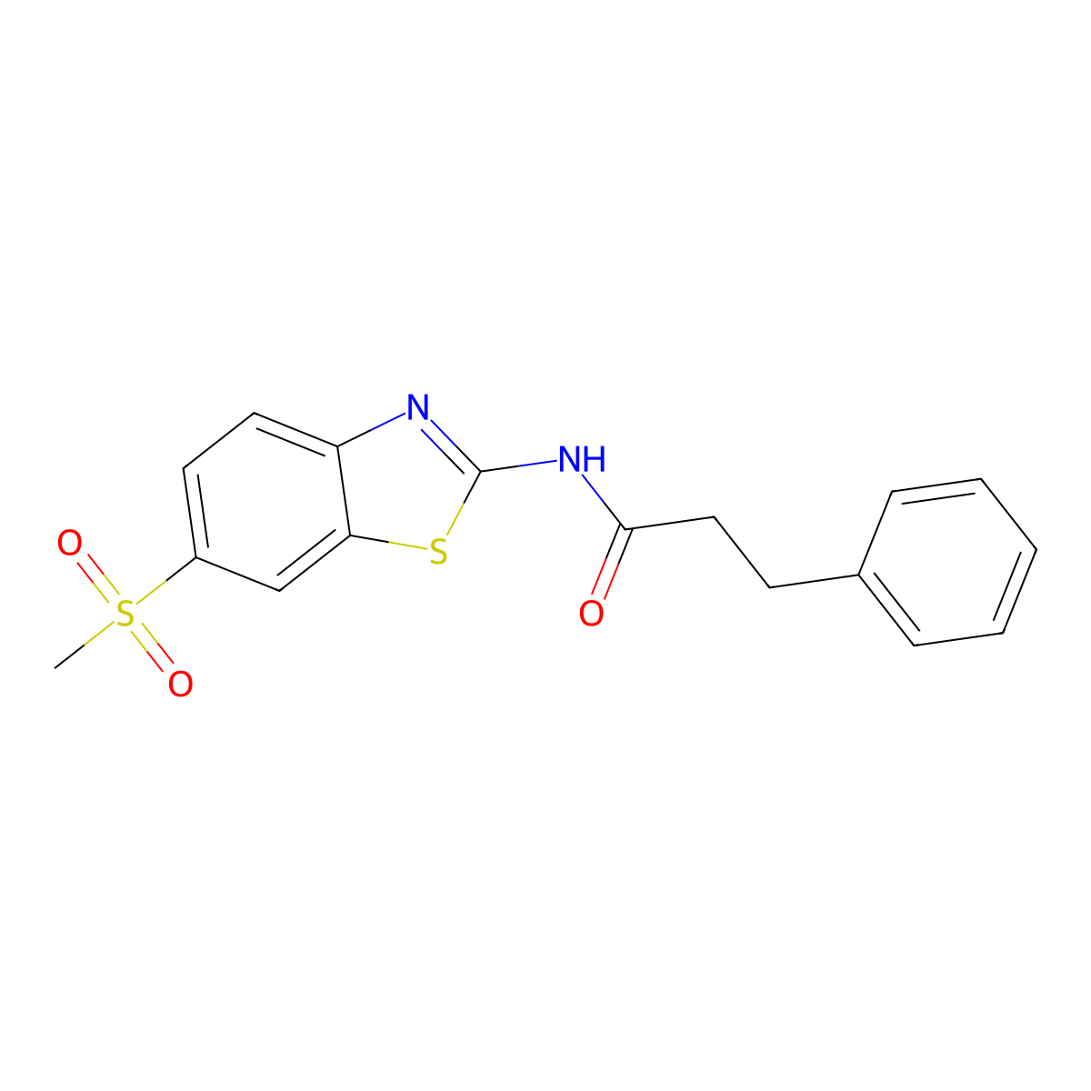 N-[6-(methylsulfonyl)benzothiazol-2-yl]-3-phenylpropanamide molecular structure, CAS 349537-45-7