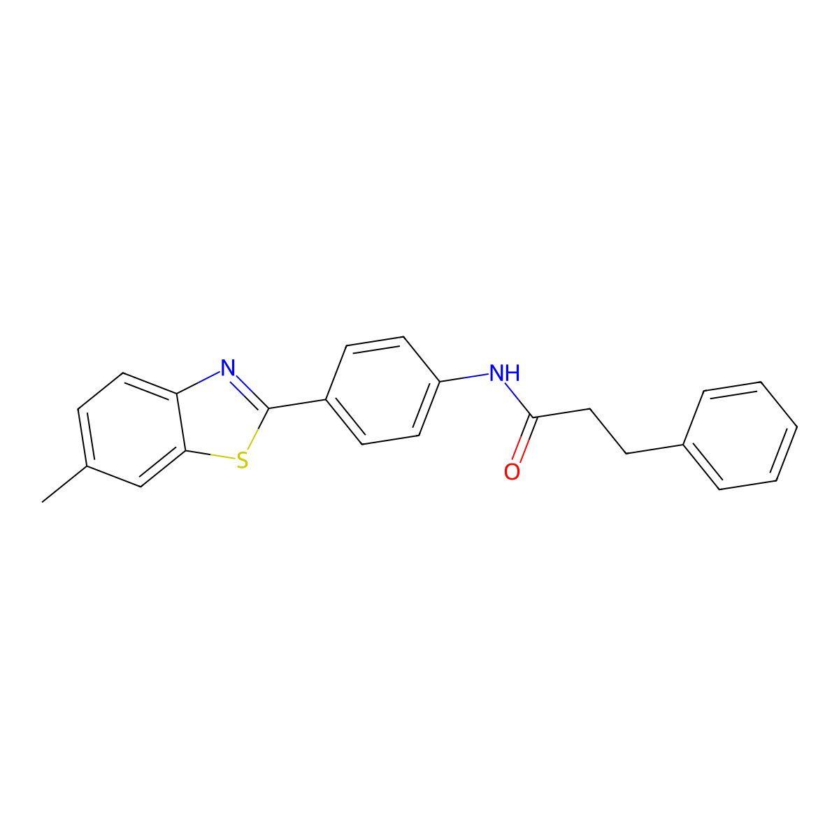 N-[4-(6-methyl-1,3-benzothiazol-2-yl)phenyl]-3-phenylpropanamide molecular structure, CAS 349537-47-9