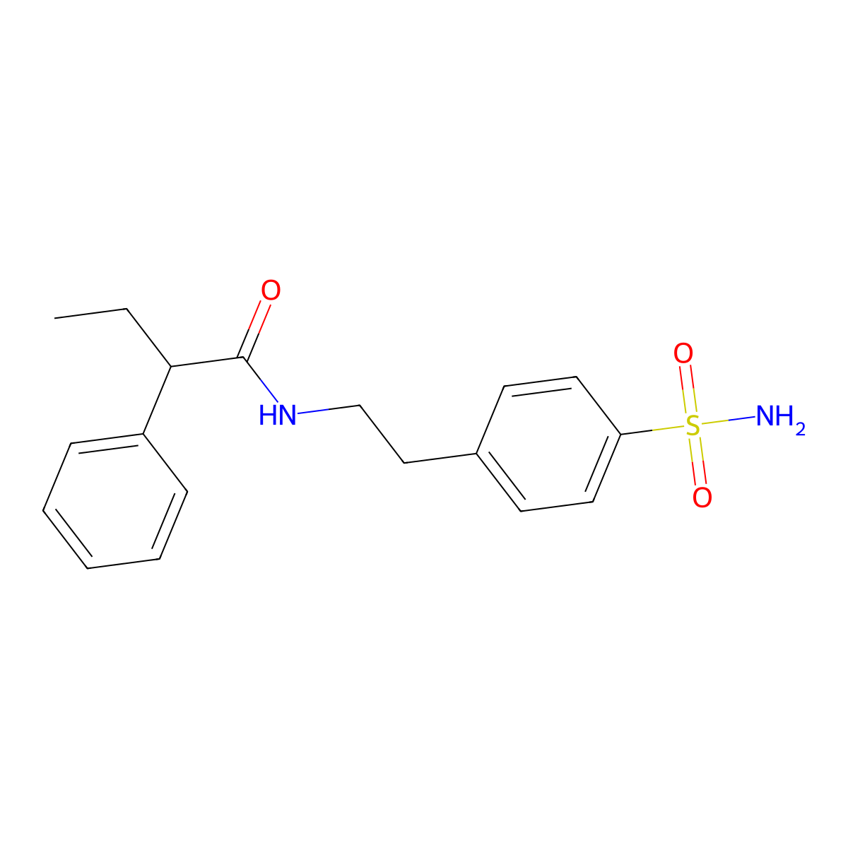 2-phenyl-N-[2-(4-sulfamoylphenyl)ethyl]butanamide molecular structure, CAS 349537-59-3