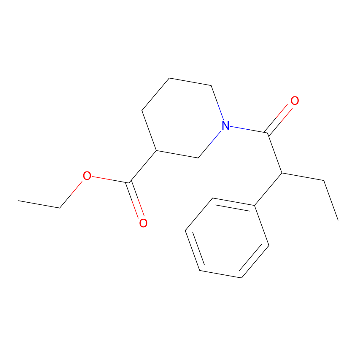 Ethyl 1-(2-phenylbutanoyl)piperidine-3-carboxylate molecular structure, CAS 349537-64-0