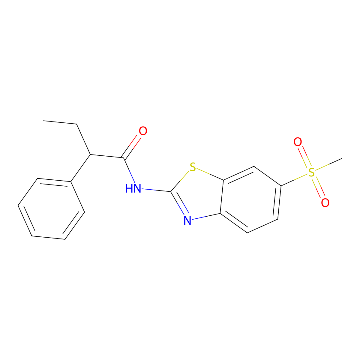 N-(6-methylsulfonyl-1,3-benzothiazol-2-yl)-2-phenylbutanamide molecular structure, CAS 349537-72-0