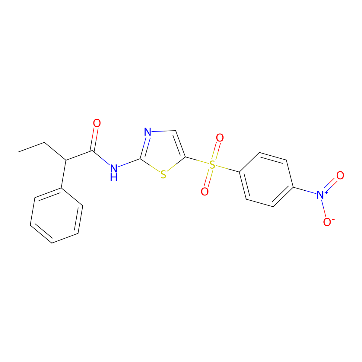 N-[5-(4-nitrophenyl)sulfonyl-1,3-thiazol-2-yl]-2-phenylbutanamide molecular structure, CAS 349537-74-2