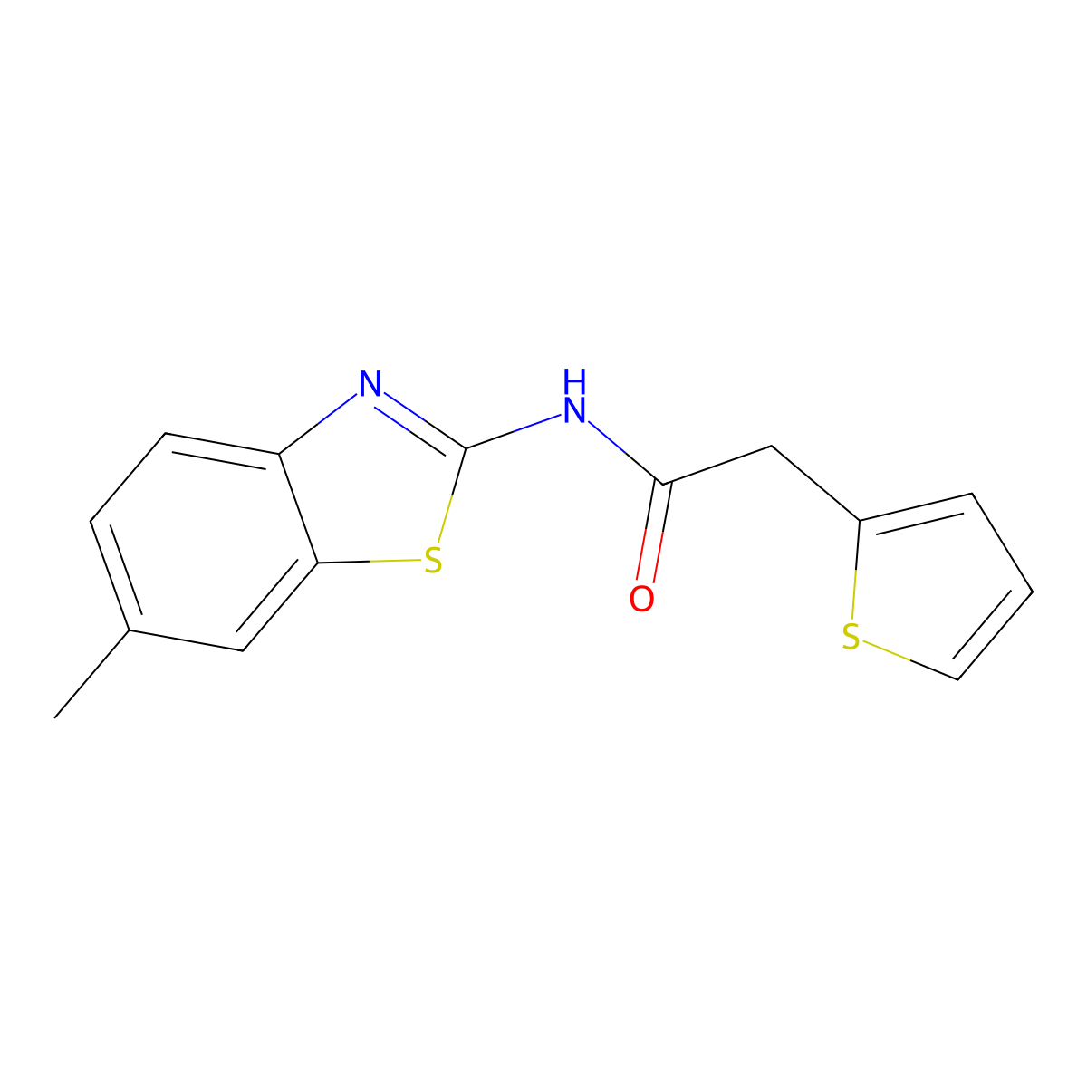 N-(6-methyl-1,3-benzothiazol-2-yl)-2-(2-thienyl)acetamide molecular structure, CAS 349537-97-9