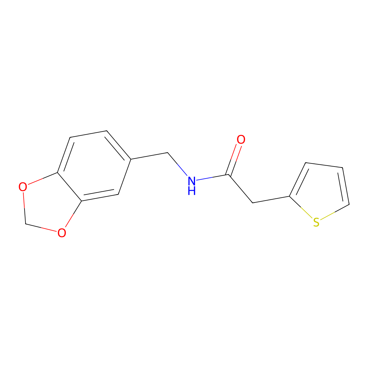 N-(1,3-benzodioxol-5-ylmethyl)-2-thiophen-2-ylacetamide molecular structure, CAS 349538-06-3