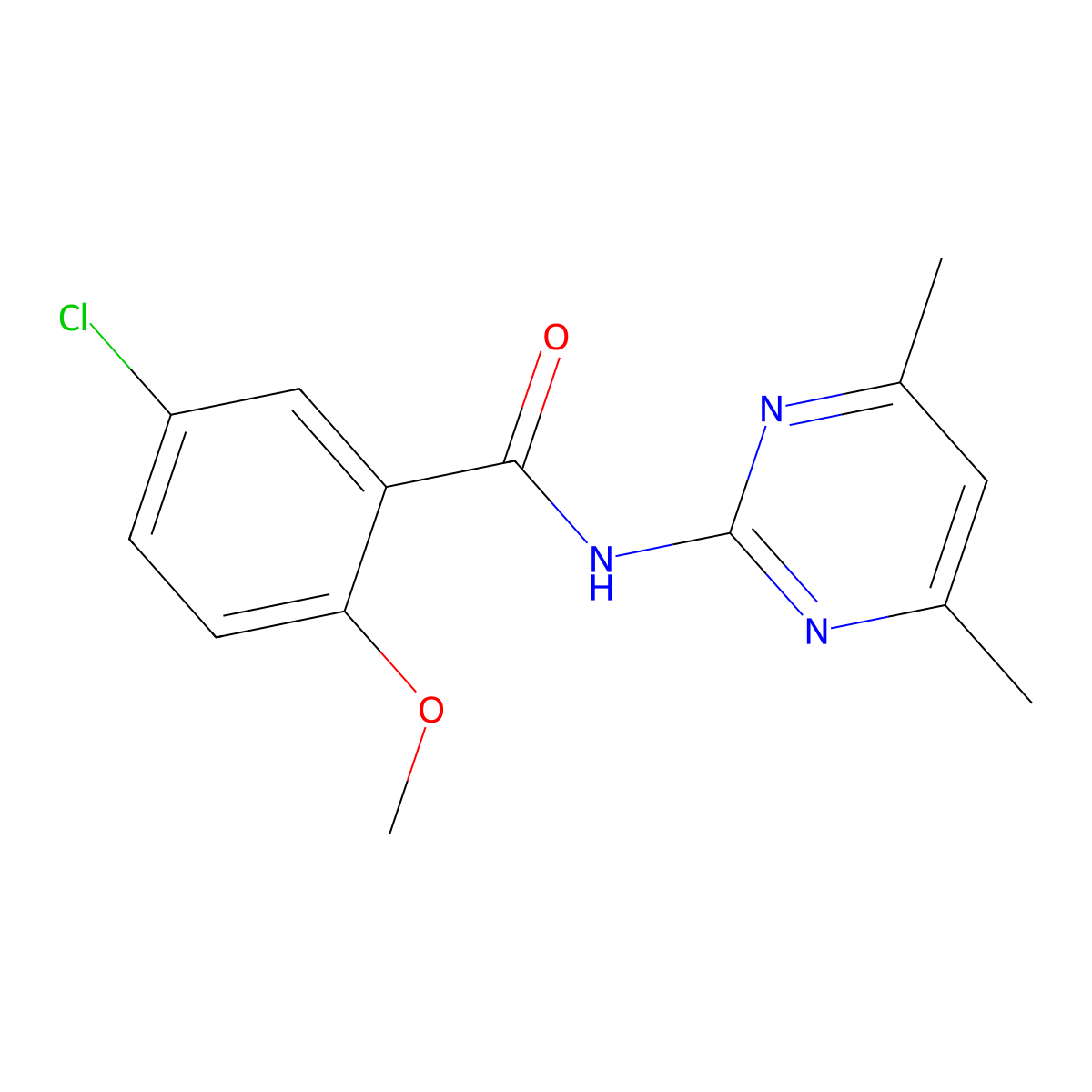 5-chloro-N-(4,6-dimethylpyrimidin-2-yl)-2-methoxybenzamide molecular structure, CAS 349538-74-5