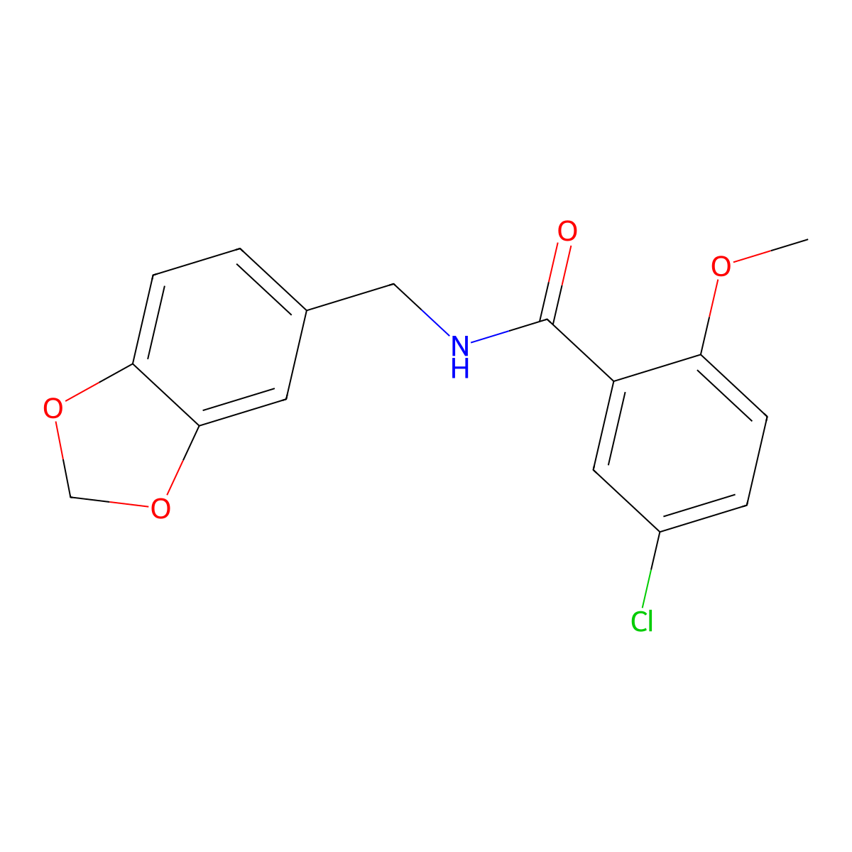 N-(1,3-benzodioxol-5-ylmethyl)-5-chloro-2-methoxybenzamide molecular structure, CAS 349538-91-6