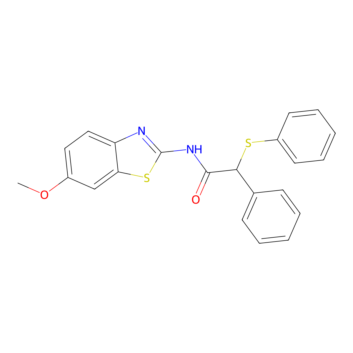 N-(6-methoxy-1,3-benzothiazol-2-yl)-2-phenyl-2-(phenylsulfanyl)acetamide molecular structure, CAS 349539-03-3