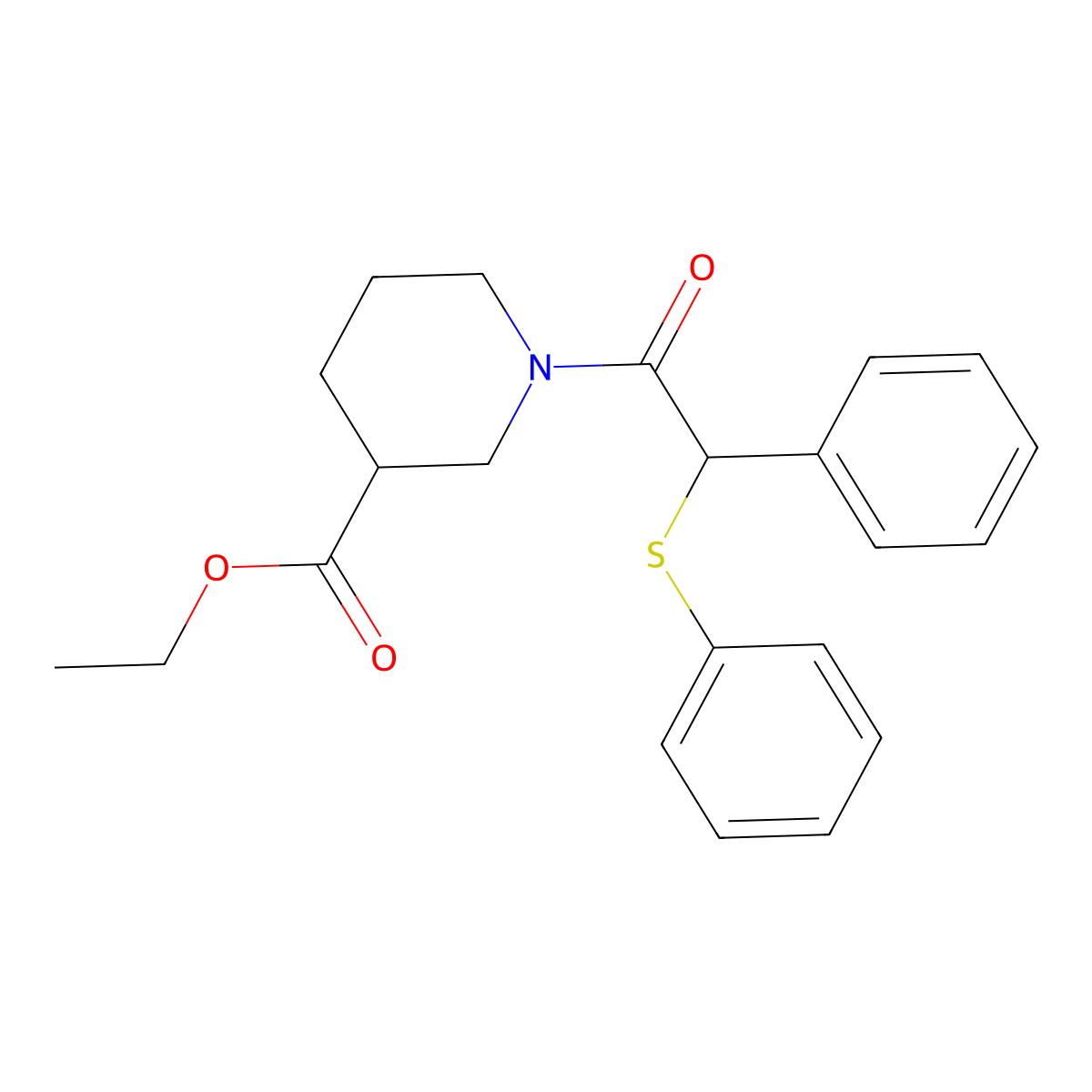 Ethyl 1-[phenyl(phenylsulfanyl)acetyl]piperidine-3-carboxylate molecular structure, CAS 349539-09-9