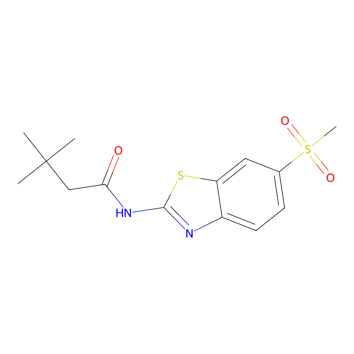 3,3-dimethyl-N-(6-methylsulfonyl-1,3-benzothiazol-2-yl)butanamide molecular structure, CAS 349539-98-6