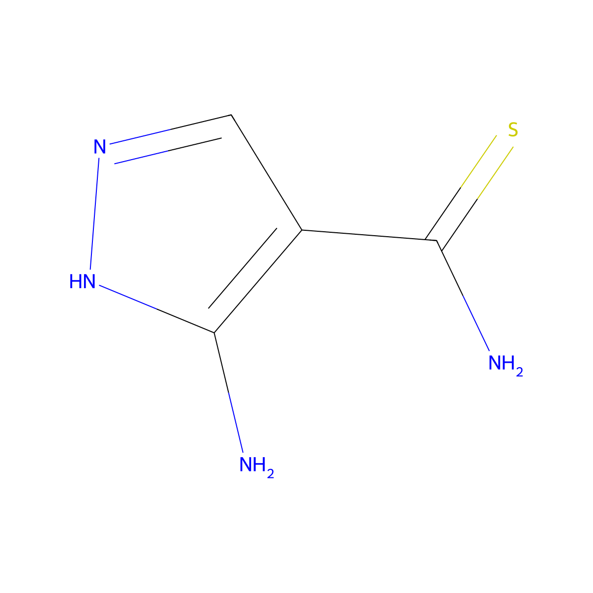 5-amino-1H-pyrazole-4-carbothioamide molecular structure, CAS 34954-13-7