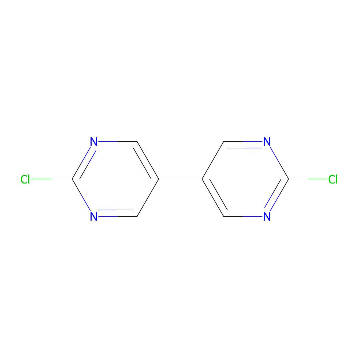 2,2'-Dichloro-5,5'-bipyrimidine molecular structure, CAS 34954-17-1