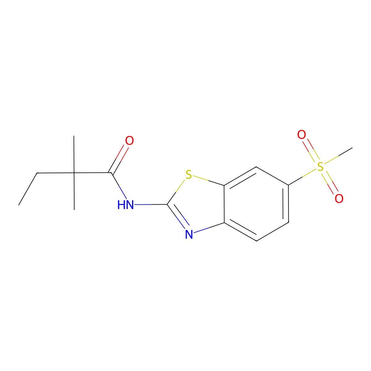 2,2-dimethyl-N-[6-(methylsulfonyl)-1,3-benzothiazol-2-yl]butanamide molecular structure, CAS 349540-21-2