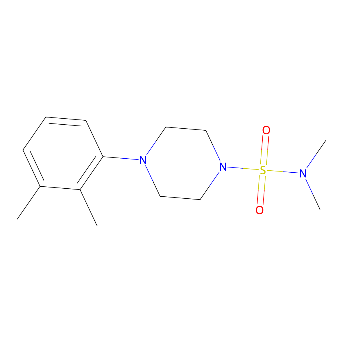 4-(2,3-dimethylphenyl)-N,N-dimethylpiperazine-1-sulfonamide molecular structure, CAS 349540-49-4