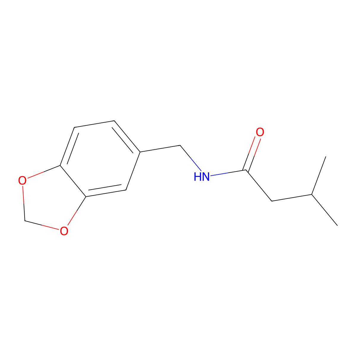 N-(1,3-benzodioxol-5-ylmethyl)-3-methylbutanamide molecular structure, CAS 349540-63-2