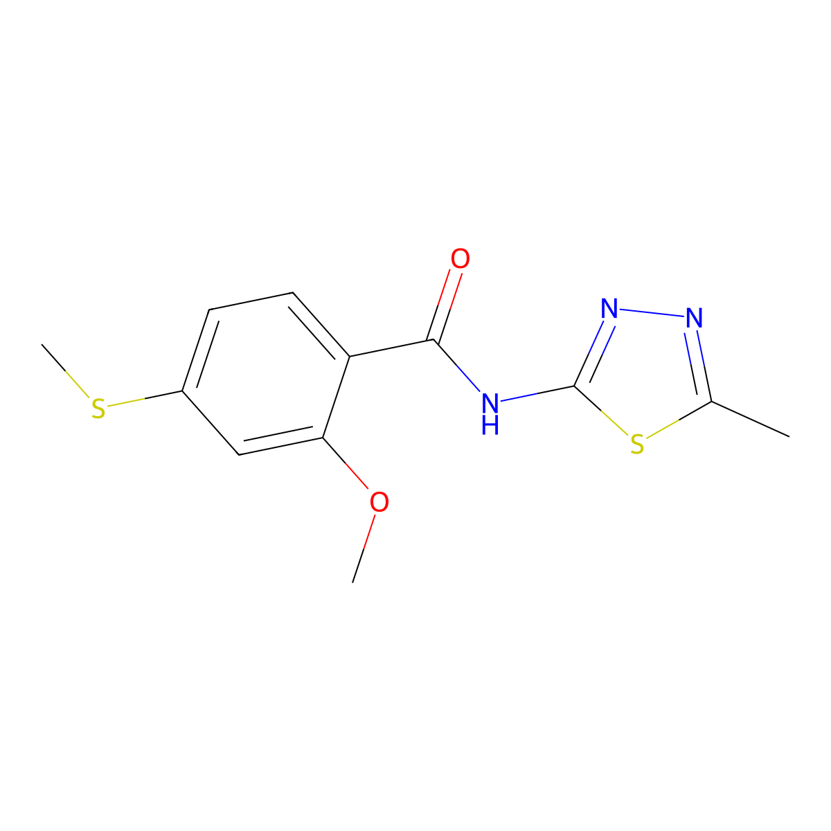 2-methoxy-4-(methylsulfanyl)-N-(5-methyl-1,3,4-thiadiazol-2-yl)benzamide molecular structure, CAS 349540-69-8