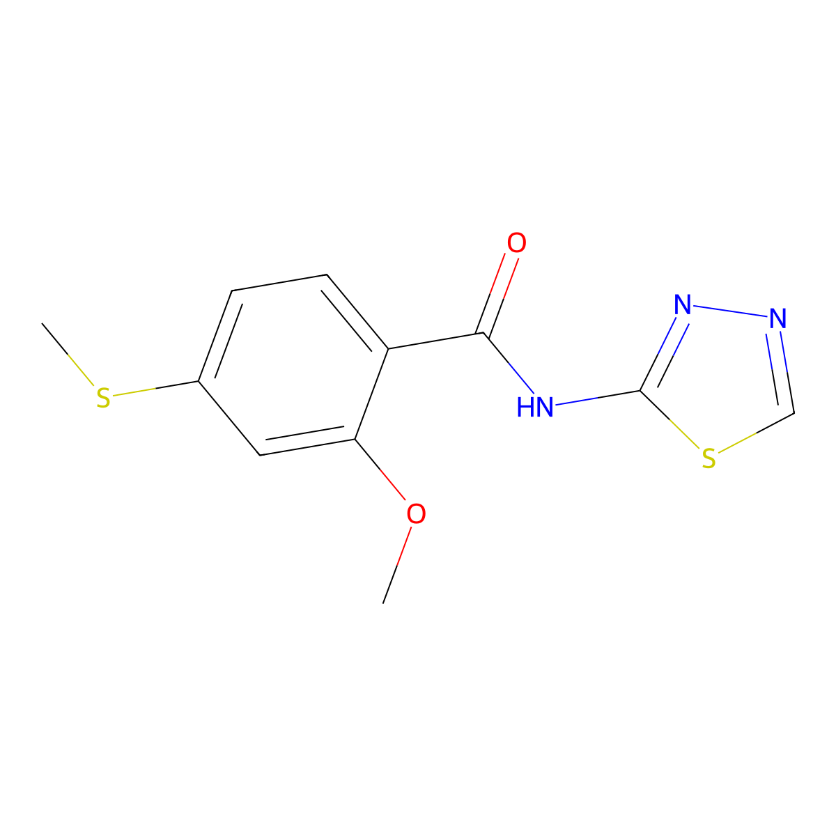 2-methoxy-4-(methylsulfanyl)-N-(1,3,4-thiadiazol-2-yl)benzamide molecular structure, CAS 349540-70-1