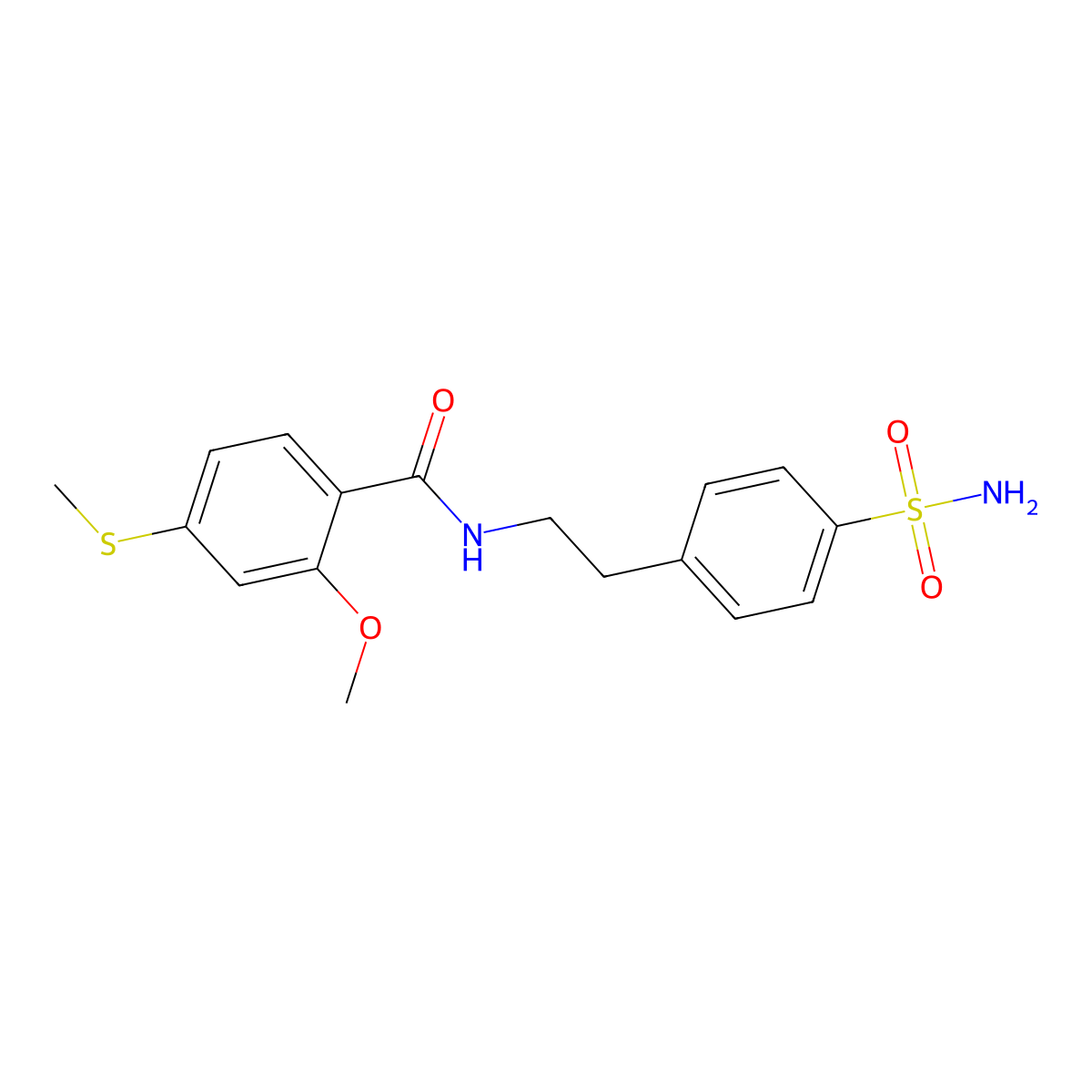 2-methoxy-4-(methylsulfanyl)-N-[2-(4-sulfamoylphenyl)ethyl]benzamide molecular structure, CAS 349540-73-4